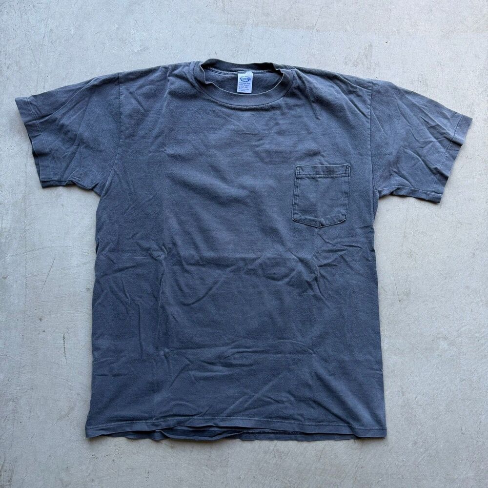 Vintage 90s JCPenney Towncraft Mens L Pocket T-Shirt Black Single Stitch USA